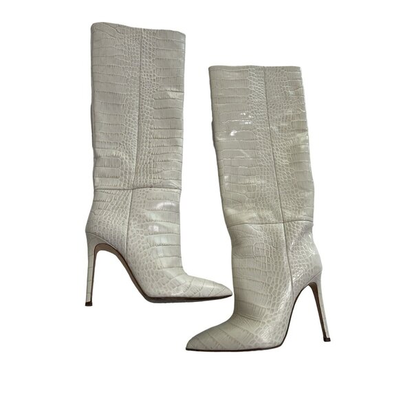 Paris Texas Embossed Croco Boots in Bone - Picture 1 of 5